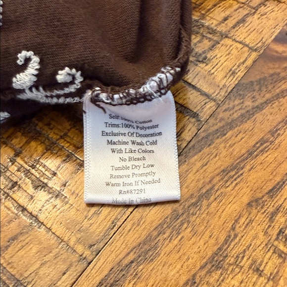 Johnny Was Brown Tunic with White Embroidery Women's XS - Picture 7 of 15